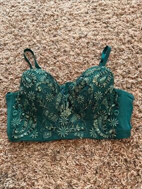 Windsor Emerald Green Embellished Bustier Bra